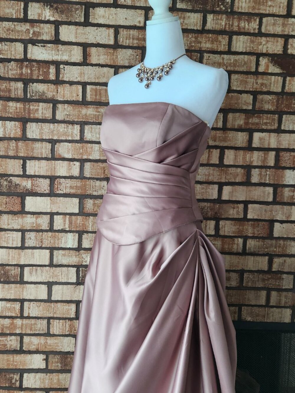 Ladies Obsessions Haute Couture Two Piece Brown Satin A-line Corset Dress Sz 10 - Picture 6 of 14